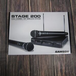 Samson Stage 200 Dual-Channel VHF Wireless Mic System 2 Handheld Mics Black Pro